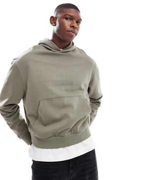 ASOS DESIGN essential boxy oversized hoodie in khaki