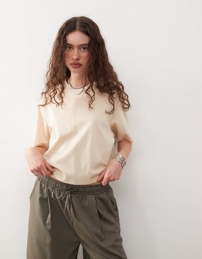 COLLUSION boxy short sleeve t-shirt in buttermilk yellow