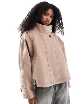 ASOS DESIGN cropped cape formal coat in dusty rose