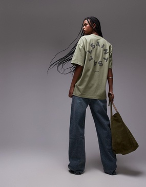 AllSaints Tierra oversized t-shirt in basil green