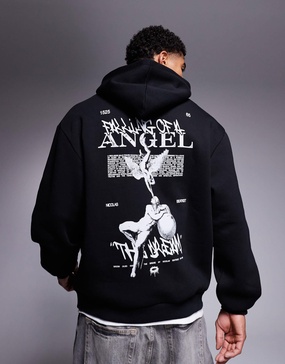 ASOS DESIGN oversized hoodie with back print in black