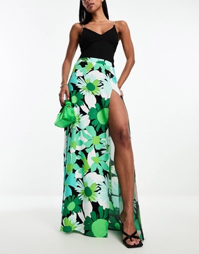 AFRM Deren high rise maxi skirt in green