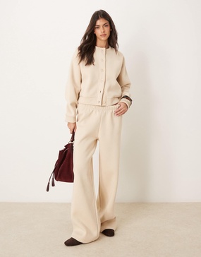 ASOS DESIGN sweat wide leg sweatpants in oatmeal - part of a set