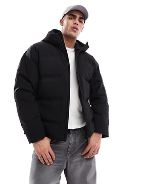 Jack & Jones short down puffer jacket in black