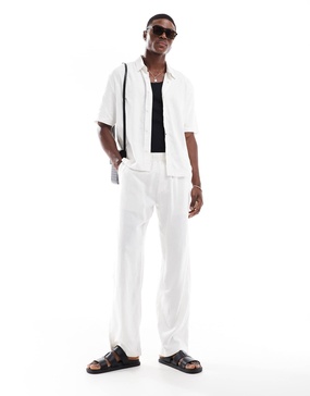 Bershka linen rich pants in white - part of a set