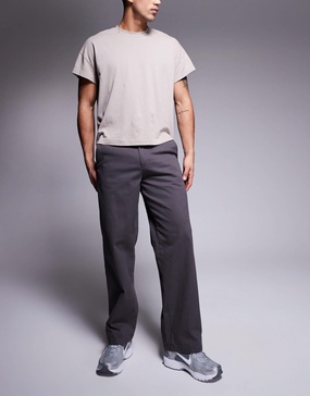 ADPT wide fit chino pants in gray