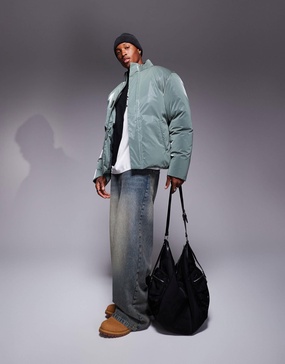 ASOS DESIGN oversized metallic puffer jacket