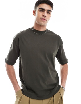 Brave Soul short sleeve premium T-shirt 300 gsm in khaki