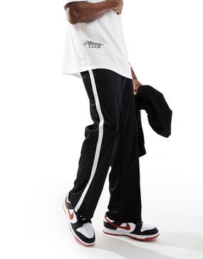 Bershka wide fit side panel sweatpants in black