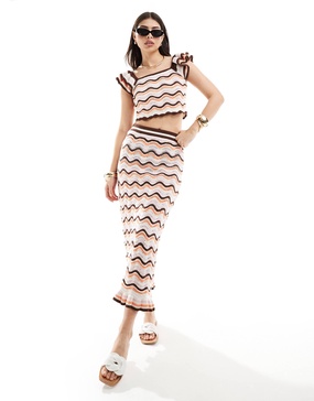 ASOS DESIGN knit skirt in wave stitch - part of a set