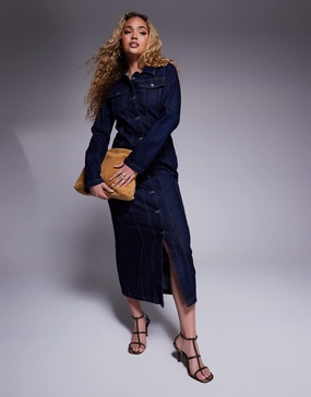 ASOS DESIGN design top collar shirt dress in blue
