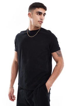 Bershka textured T-shirt in black - part of a set