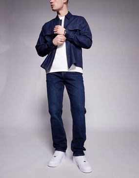 River Island straight fit jeans in dark wash blue
