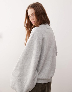Reclaimed Vintage funnel neck balloon sleeve sweater in gray heather