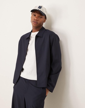 ASOS DESIGN smart button-up shacket in navy - part of a set