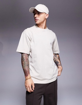 BOSS Orange Te_Dye tonal logo overdye t-shirt relaxed fit in beige
