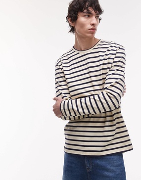ARKET long sleeve T-shirt in blue and white stripes