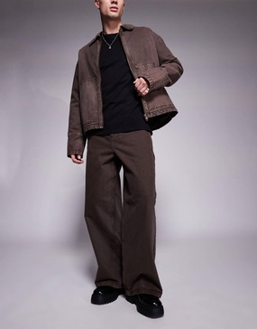 ASOS DESIGN super baggy pants in brown twill