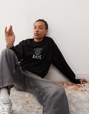 Aape By A Bathing Ape burnout camo logo sweatshirt in black