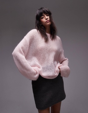 ARKET sheer mohair and wool blend knit sweater in light pink