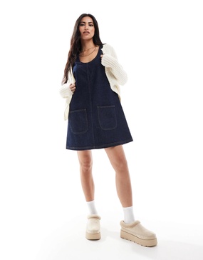 Miss Selfridge denim patch pocket pinny dress