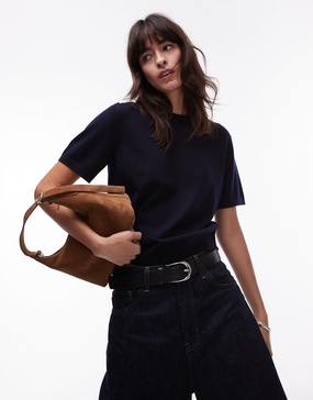 ARKET merino wool T-shirt in navy