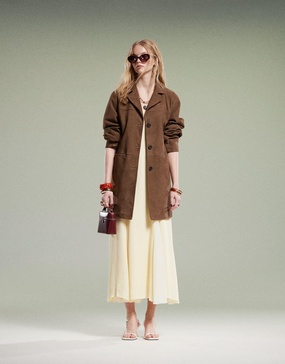 ASOS DESIGN mid length real suede jacket in mocha