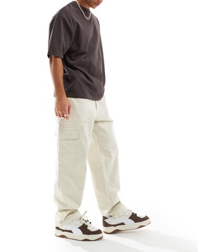 Bershka straight leg cargo in light gray