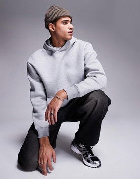 ASOS DESIGN heavyweight oversized scuba hoodie in gray heather