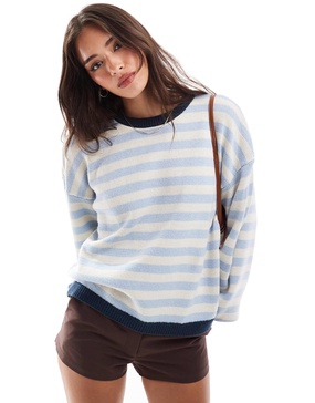 ASOS DESIGN knitted sweater in blurred blue stripe