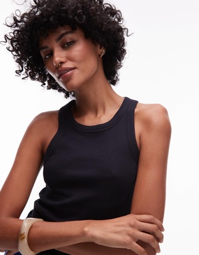 ARKET ribbed jersey racer back tank top in blue