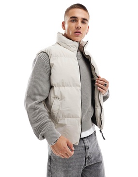 Bershka puffer vest in stone