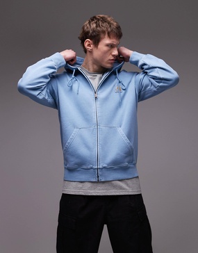 Carhartt WIP Nelson zip up hoodie in light blue