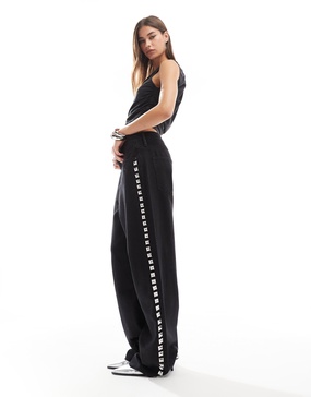AllSaints Blake stud straight jeans in black