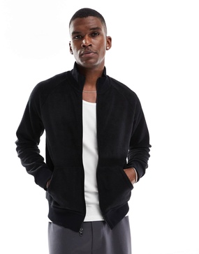Polo Ralph Lauren zip up lounge sweat with logo in black