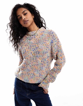 ONLY cable knit sweater in multi color yarn