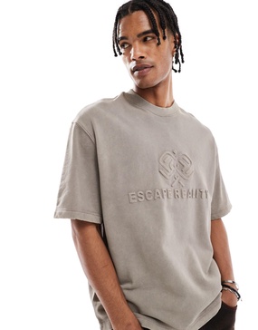 Bershka printed t-shirt in brown