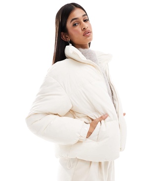 Bershka padded jacket in ecru