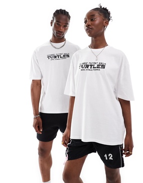 ASOS DESIGN unisex oversized license graphic t-shirt with Teenage Mutant Ninja Turtles prints in white
