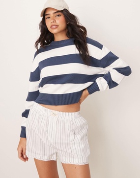 Free People Day To Day striped boxer shorts in pink