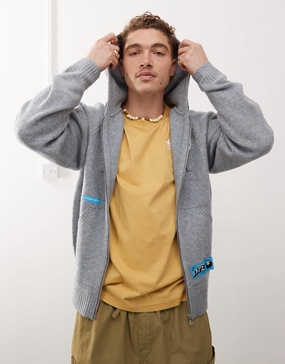 Aape By A Bathing Ape back print logo zip-up hoodie in gray
