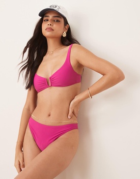 Abercrombie & Fitch cheeky tie side bikini bottoms in raspberry - part of a set