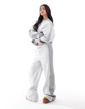 ASOS DESIGN wide leg sweatpants with panel detail in gray - part of a set
