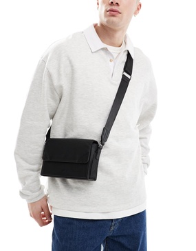 Bershka detailed crossbody bag in black