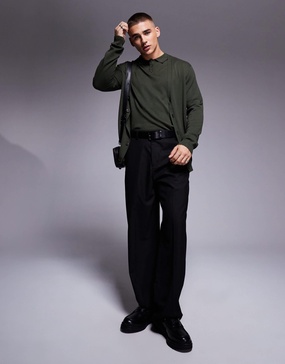 ASOS DESIGN knitted cardigan in dark green - part of a set