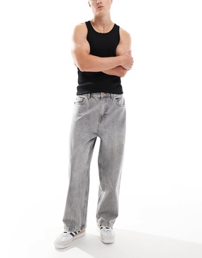 Bershka loose baggy fit jeans in gray