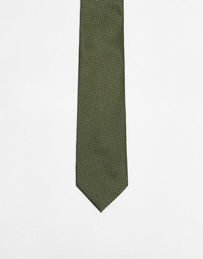 ASOS DESIGN textured tie in khaki