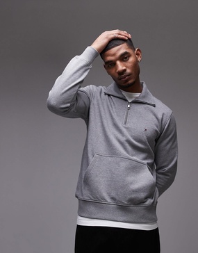 Tommy Hilfiger essential half zip polo shirt in gray