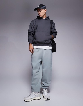 ASOS DESIGN premium heavyweight oversized joggers in light washed gray