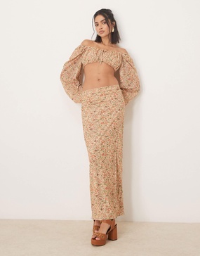 ASOS DESIGN side split midaxi skirt in floral print - part of a set